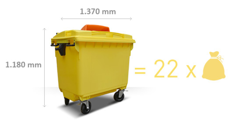 conteneur moyen papier jaune 1180 x 1370 mm (équivalent à 22 sacs jaunes)