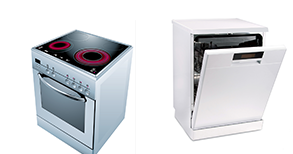 Gros appareils électroménagers :machine à laver, lave-vaisselle, sèche-linge, hotte, four, cuisinière, réfrigérateur, congélateur, etc.