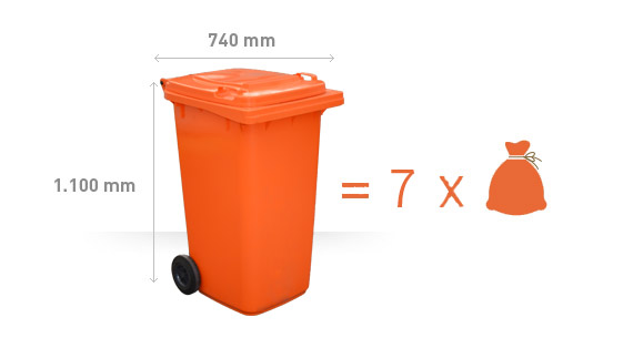 petit conteneur alimentaire orange 740 x 1100 mm (équivalent à 7 sacs oranges)
