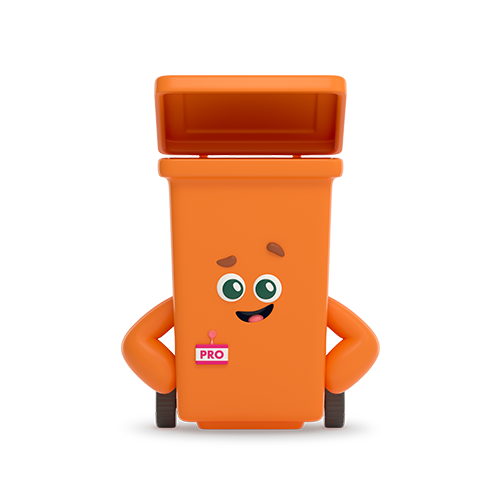 mascotte conteneur orange