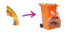 orange bag and container