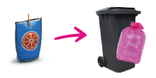 Vignette déchets résiduels dans conteneur noir - sac fuschia